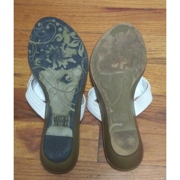 Mootsies Tootsies Sandals Thong Style white 7M yellow rhinestones Pretty wedges - Picture 5 of 7